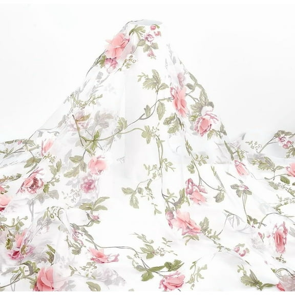 Flower Mesh Tulle Fabric 91cm Wide Colorful Lace Fabric Soft Tulle Lace Fabric for DIY Clothing Dress Design Women Gown Wedding Dress Curtain Decor