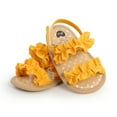 thumbnail image 3 of URMAGIC Baby Girls Anti-Slip First Walker Shoes Flat Sandals, Yellow, 0-18M, 3 of 8