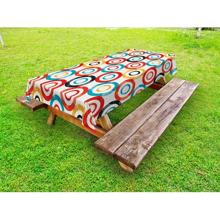 

Psychedelic Outdoor Tablecloth Psychedelic Retro Trance Pattern Nightclub Theme Modern Music Design Decorative Washable Fabric Picnic Tablecloth 58 X 104 Inches Red Blue Black White by Ambesonne