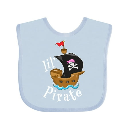 

Inktastic Lil Pirate pirate ship pink bandana Gift Baby Boy or Baby Girl Bib