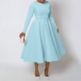 thumbnail image 3 of Efsteb Cocktail Dresses For Women Vintage 1950s Round Neck Long Sleeve A Line Formal Church Swing Maxi Dress (Light Blue,XL), 3 of 6