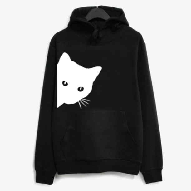 Pntutb - Sudadera con capucha de manga larga para mujer con diseño de gato Pntutb Pntutb-258