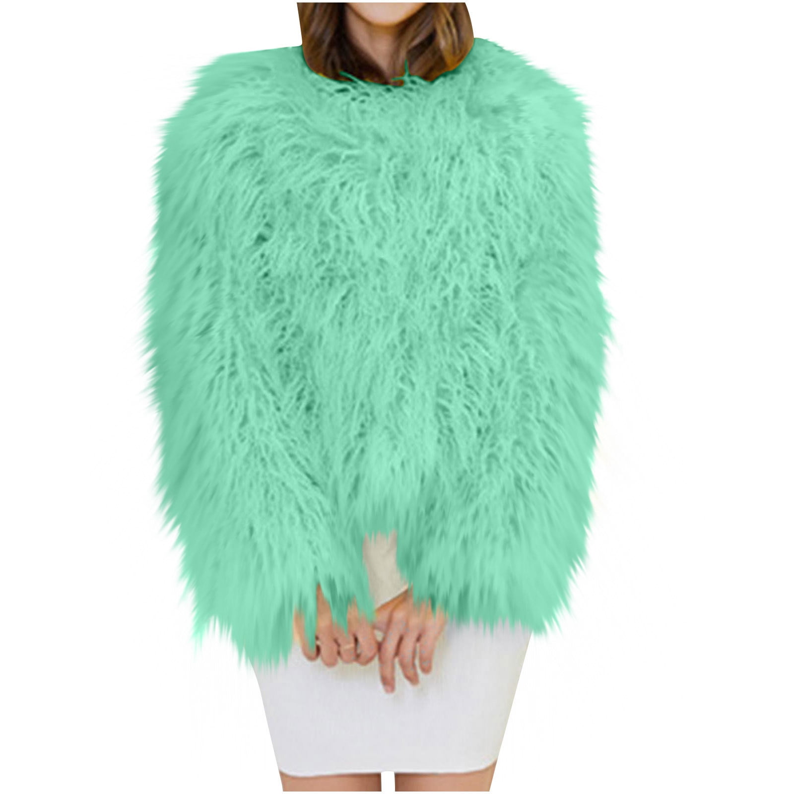 JGGSPWM Women's Shaggy Faux Furry Winter Jacket: Cozy Long Sleeve