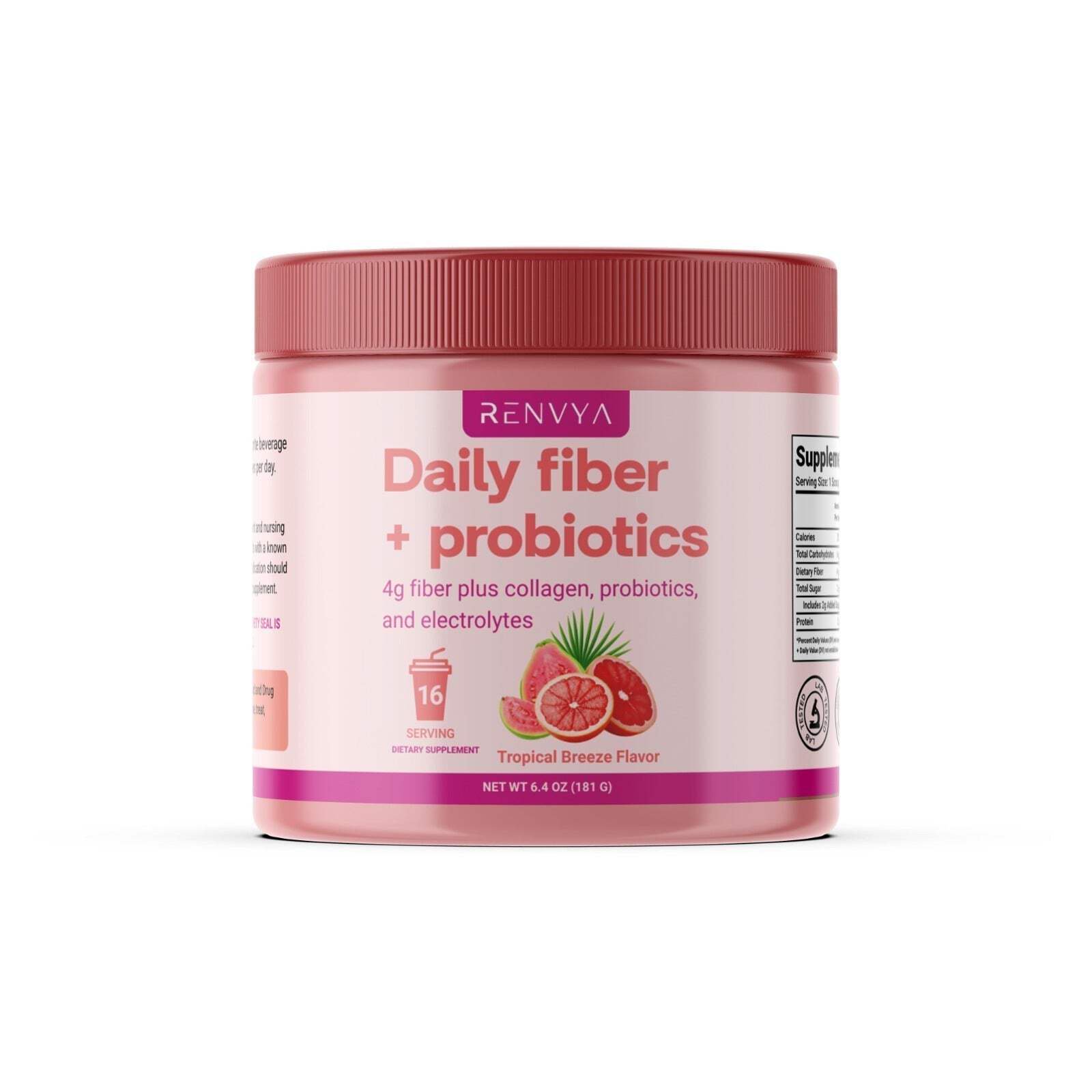 Renvya Daily Fiber + Probiotics Powder – Digestive Health Blend with Collagen, Electrolytes Prebiotics for Gut Health, Bloating Regularity