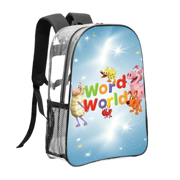 WordWorld Pattern Transparent Backpack Lightweight And fashionable Showcasing Personality And Leading The Trend