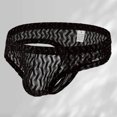 thumbnail image 2 of khonts,Men's Sexy Lace Bikini Breathable Erotic Underwear Stylish Bulge Pouch Underpants Black XL, 2 of 5