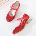 thumbnail image 5 of VeFlora Girls Dress Shoes, Glitter Princess Shoe, Flower Mary Jane Low Heels, Party Wedding Prom Footwear for Toddler Kids(Red/11.5-12 Years Big kids), 5 of 8