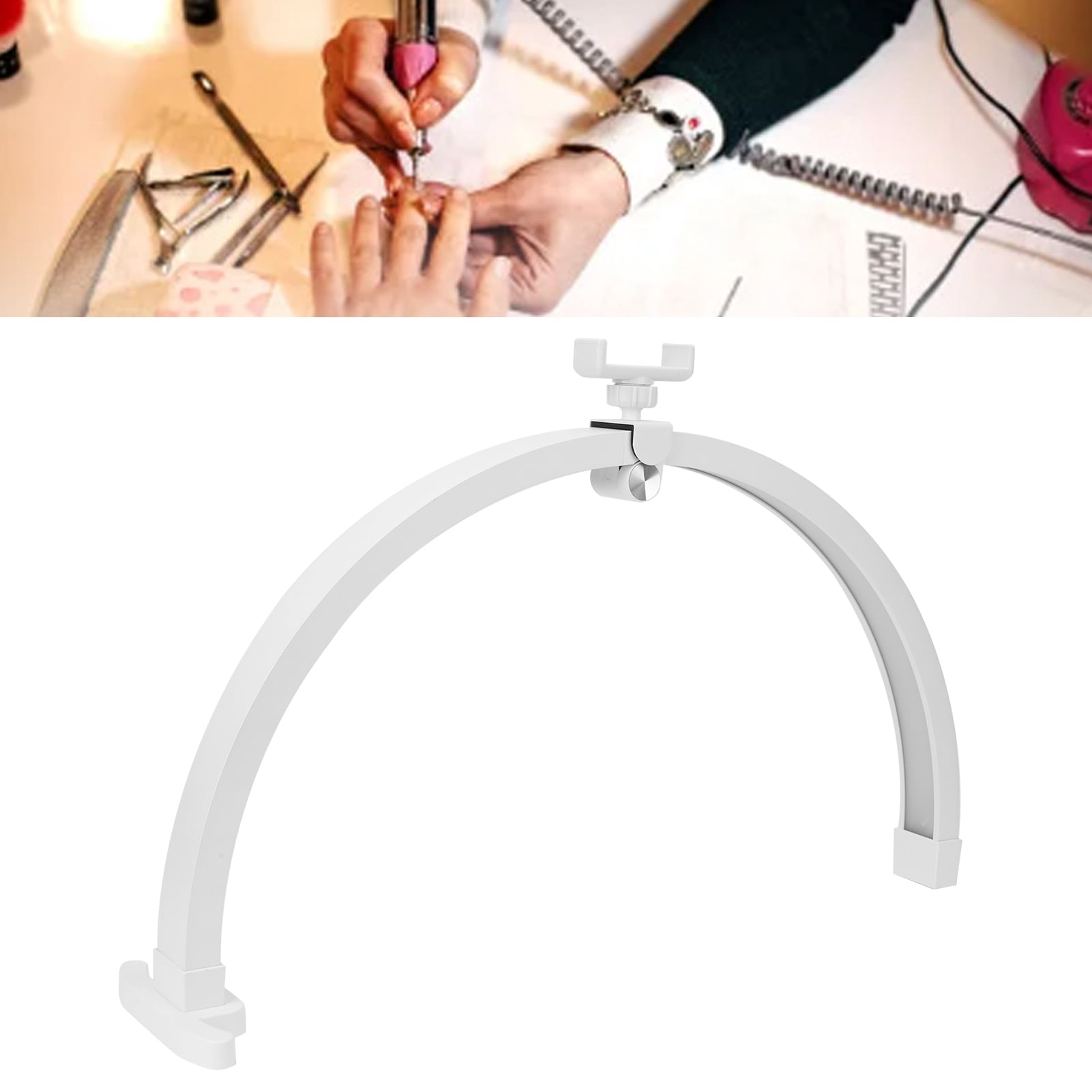 22 Inch Foldable Half Moon Nail Desk Lamp Touch Control 20W Beauty Light For Manicure Tattoo With Phone Clip
