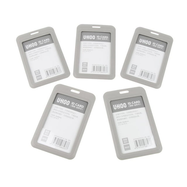 S SERENABLE 5pcs Vertical ID Holders Lanyard Staff Tag Name Pouches -Gray