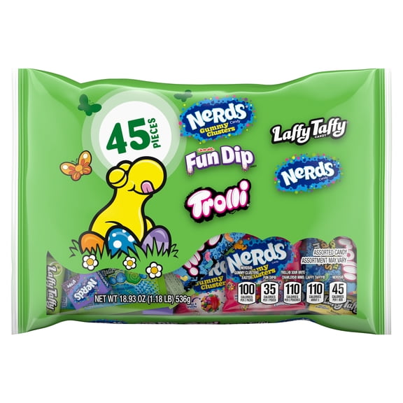 Nerds, FunDip, Trolli, and Laffy Taffy Easter Variety Seekers Bag, 45 Pieces, 18.92 Ounces, Mixed Bag