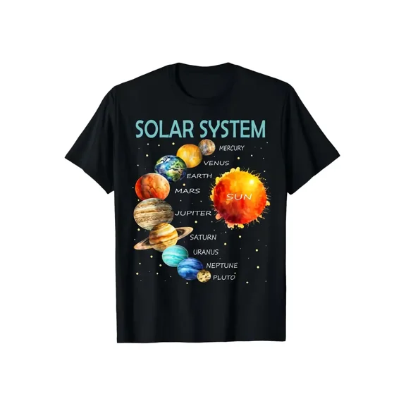 Solar System Planets Science Graphic Unisex Cotton Short Sleeve T-Shirt