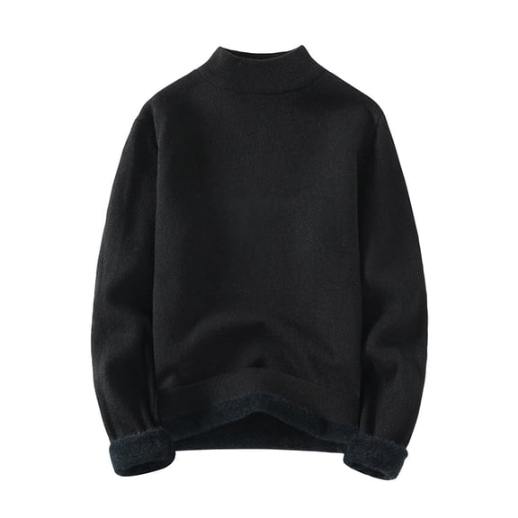 Men's Mock Neck Fleece Lined Sweater Long Sleeve Soft Casual Pullover Top