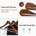 thumbnail image 4 of Wide Shoulder Wooden Hangers Suit Hangers with Non Slip Pants Bar 360 Swivel Hook Solid Wood Heavy Duty Coat Hanger 10 Pack Walnut -CT02WA-10, 4 of 7