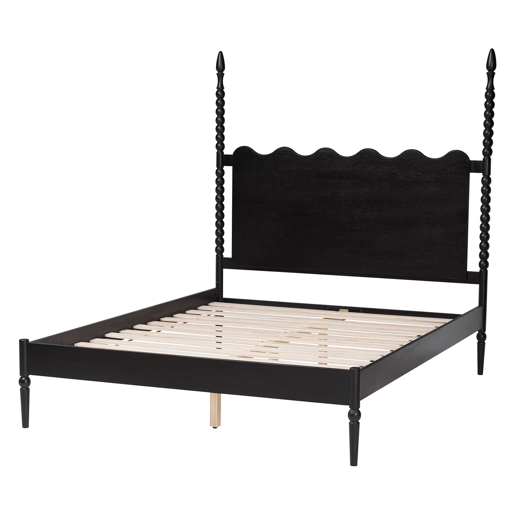 Baxton Studio Brantley Modern Farmhouse Platform Bed, King, Black