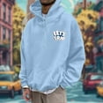 thumbnail image 2 of PMVFHDE Hoodies for Men Daily Casual Loose Fashion Solid Color Letter Print Pullover Hooded Top Light Blue,XL, 2 of 6