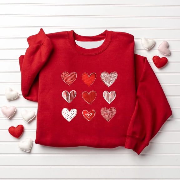 CYRBOKO Girls Graphic Sweatshirts, Long Sleeve Valentine's Day Trendy Pullover Kid's Tops Red Size 3-4 T