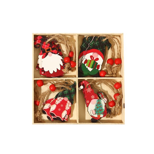 Bewildely 4 unids/set muñeca sin rostro Navidad Santa Claus colgante lindo hogar Oficina árbol pared colgante decoración ornamento regalo Kits de decoración para fiestas Tipo 1 Bewildely HA069285-01