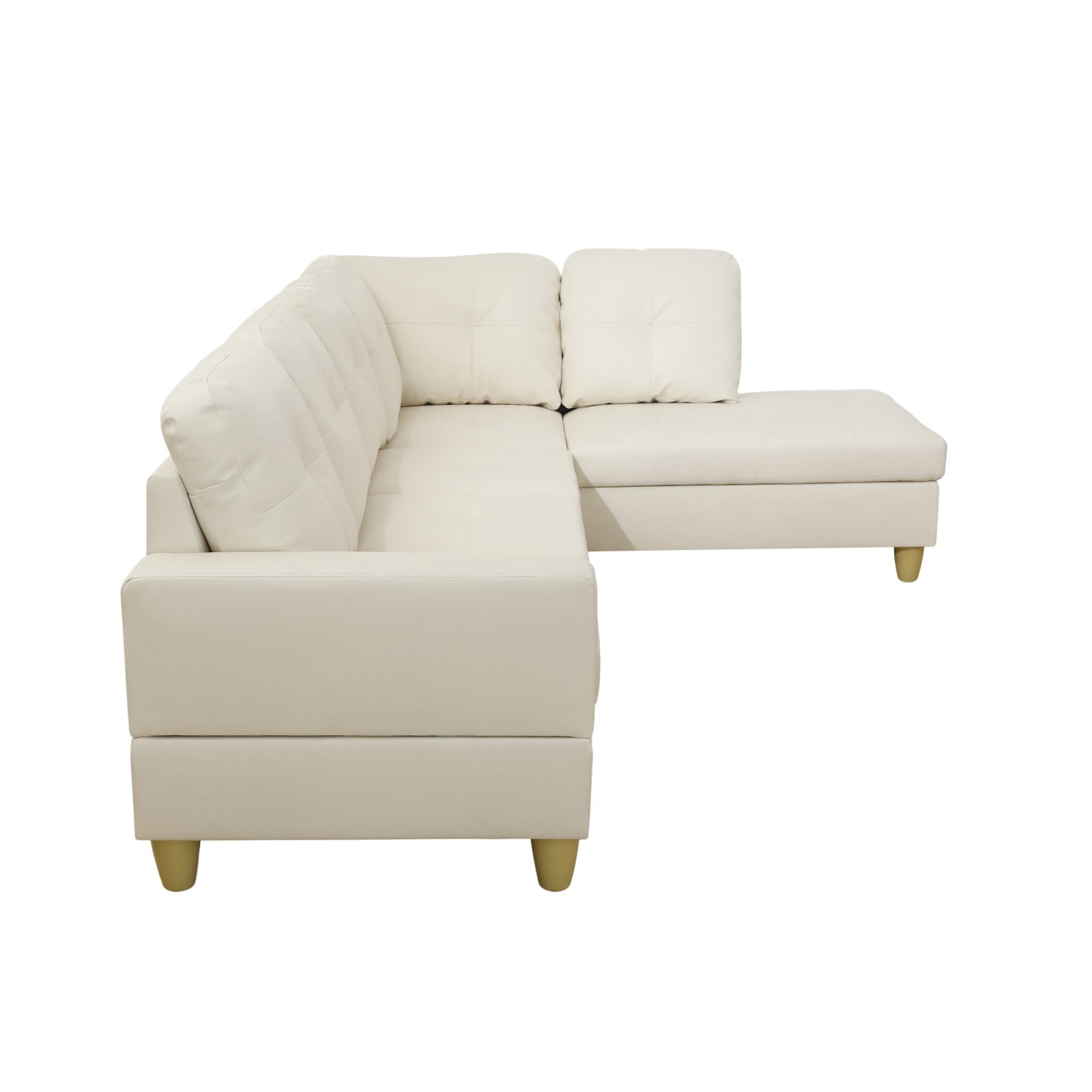 Hommoo Faux Leather Living Room Furniture Set, Sectional Sofa Set, Right Side, White