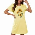 thumbnail image 3 of Sakmal Womens Nightgown Yellow Soft Short House Dress Sunfloral Short Sleeve Nightgowns for Women, 3 of 4