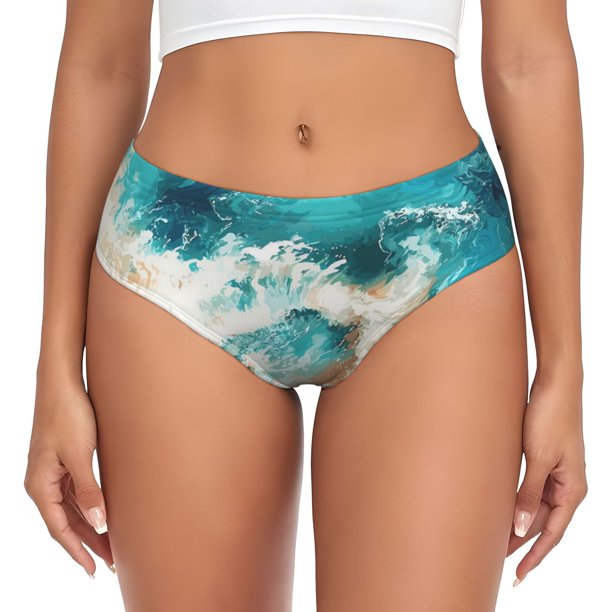 Balery Ocean Wave Crash Ropa Interior de Algodón para Mujer con Dibujo – Braguitas Cómodas y Elásticas, Estilo Clásico-4X-Large