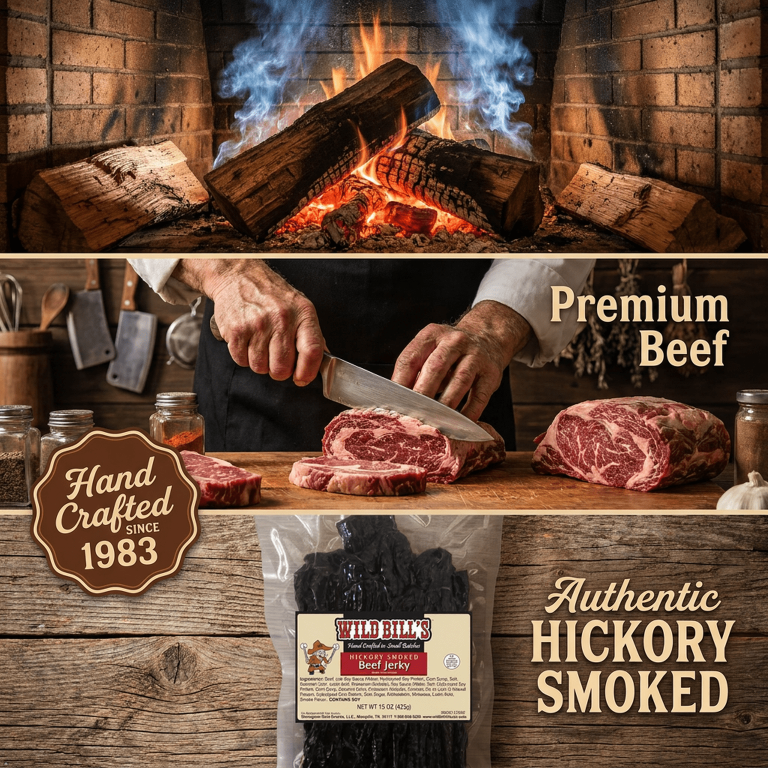 Wild Bills Hickory Smoked Beef Jerky Strips, 30-Count, 15-Ounce