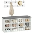 thumbnail image 5 of HOOBRO Shoe Storage Bench with Cushion, 39.4" L Entryway Bench with 12 Cubbies, Entryway Hall Tree with Storage, Cubby Shoe Rack Bench with Coat Rack for Hallway, Holds up to 330 lb, White WT112HX01, 5 of 8