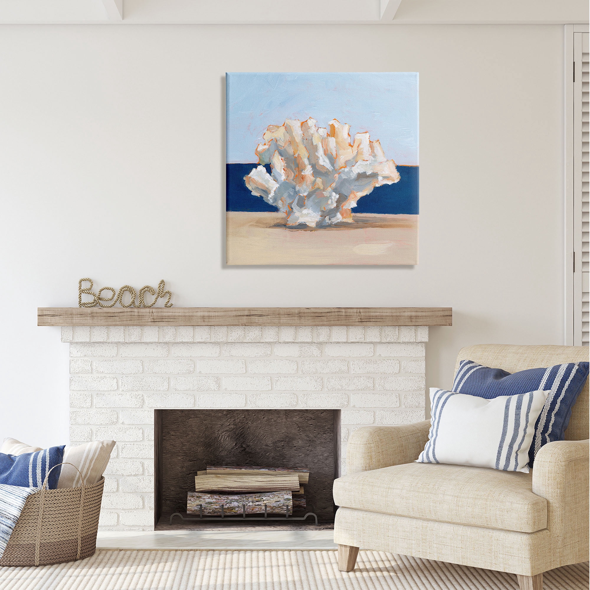 Stupell Industries Coral Still Life Painting Animals & Insects Painting Gallery Wrapped Canvas Print Wall Art, 30 x 30
