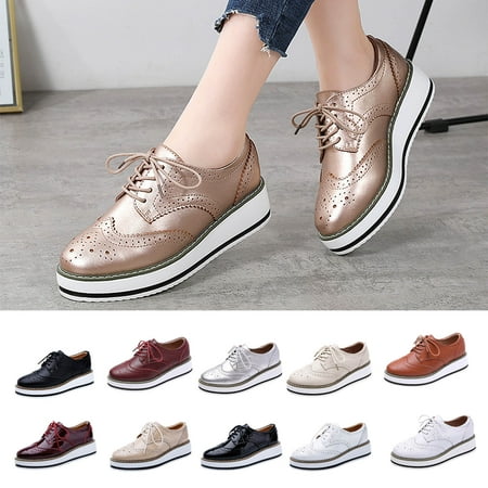 

Fesfesfes Womens Flats Plain Face Style Matsuke Thick Sole Synthetic Sports British Style Block Medium Heel Hollowed Out Womens Shoes 5.5(36)