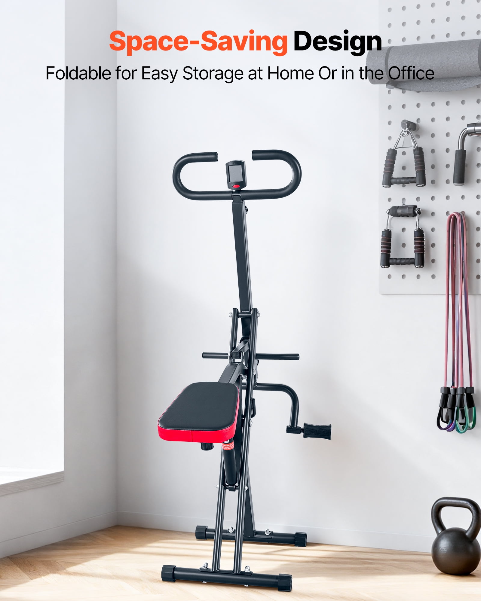 VEVOR Squat Machine, Deep Squat Rowing Machine for Home, Easy Setup & Foldable Exercise Equipment, Glute Trainer Machine with 12-Gear Adjustable Resistance, Glutes & Leg Home Workout Machine, Black