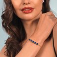 thumbnail image 4 of Gem Stone King 18K Yellow Gold Plated Silver Blue Created Sapphire and White Lab Grown Diamond Tennis Bracelet for Women (5.06 Cttw, Cushion 6MM, Gemstone Birthstone, Fully Adjustable up to 9 inch), 4 of 4