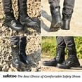 thumbnail image 4 of SAFETOE Heavy Duty Men's Cow Leather Boots 8" Steel Toe Work Safety Boots with Side Zipper Non-Slip Lightweight Comfortable, 4 of 6