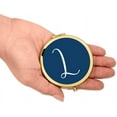 thumbnail image 3 of Koyal Wholesale Gold Compact Mirror Bridesmaid's Wedding Gift, Navy Blue, Monogram Letter L, 1-Pack, 3 of 5