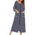thumbnail image 4 of HLSOHJP Women's Soft House Dress Zip Up Robes House Coat Cotton Pajamas Lightweight Zipper Nightgown, 4 of 4