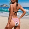 thumbnail image 5 of Uourmeti Women's Halter Neck Two Piece Bikini Set - Cute Christmas Snowman Print Quick Dry, Stretch Swimwear for Tropical Vacation & Pool Party, 5 of 9