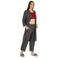 thumbnail image 2 of Inkmeso Womens 3 Pcs Nightwear Set Crop Tank Top Loose Pants & Front Open Shrug Sleepwear, 2 of 7