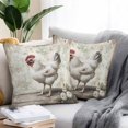 thumbnail image 2 of Throw Pillow Covers 26x26 Inch Set of 2, White Chicken Rustic Waterproof Outdoor Pillow Covers, Vintage Floral Oil Painting Decorative Cushion Pillowcases for Couch, Sofa, Bed, Garden, Patio, 2 of 9