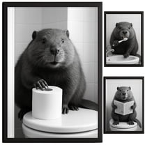 TheNameStore Beaver Bathroom Decor Photographic Wall Art Set of 3