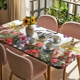thumbnail image 3 of Spring Easter Bunny Table Cloths for 4 Foot Rectangle Tables, Red Floral Botanical Easter Eggs Patio Waterproof Elastic Fitted Tablecloths, Washable Rectangular Table Cover for Camping, 3 of 8