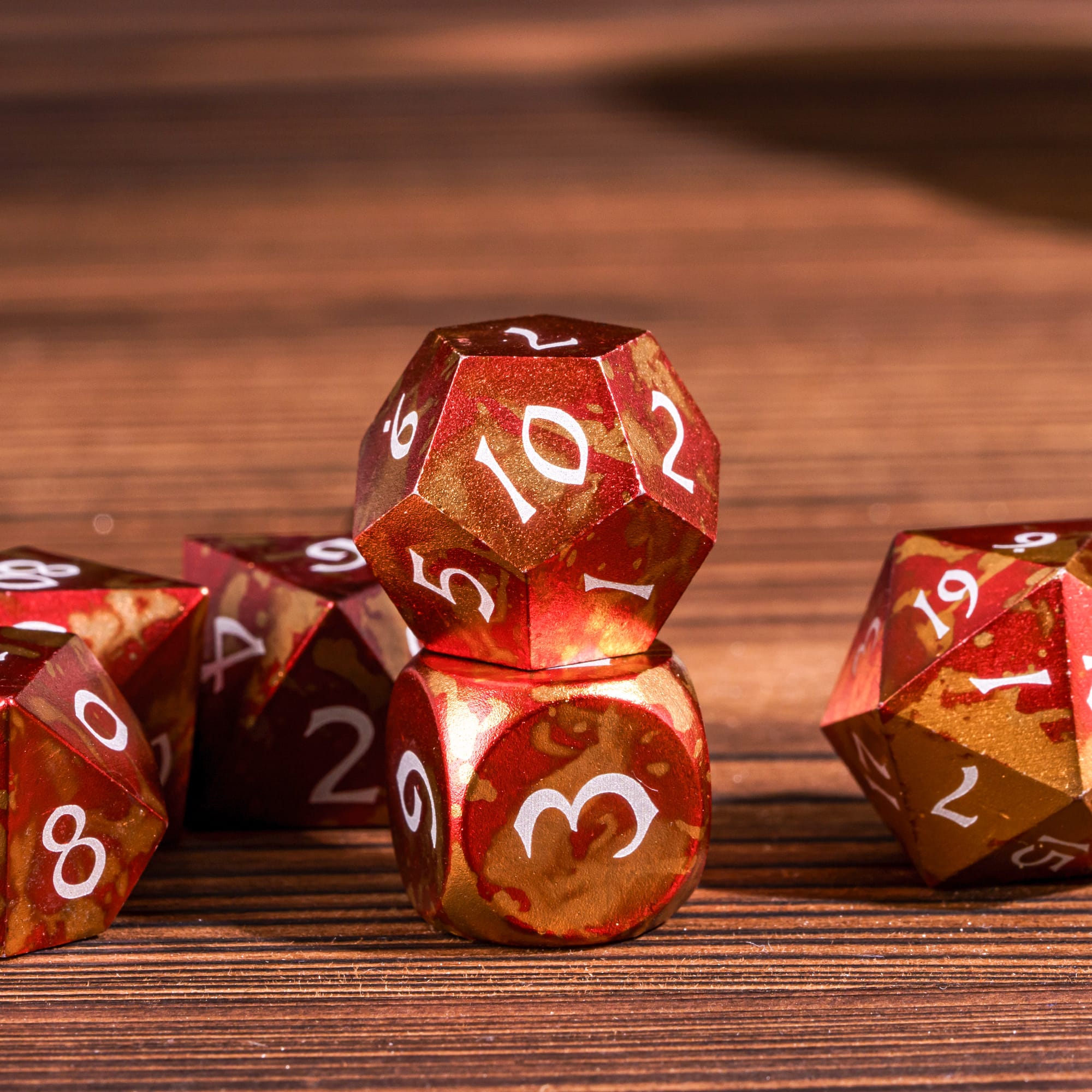 Cusdie 7-Die DND Dice Set - Premium Aluminum Metal Dice Polyhedral D&D Dice Set for Dungeons and Dragons TTRPG Role Playing Games
