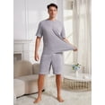 thumbnail image 2 of Vulcanodon Mens Short Pajama Set,Lightweight Sleepwear Soft Nightwear Short Sleeve Set With Pocket,(Dark Grey Mel.2XL), 2 of 5
