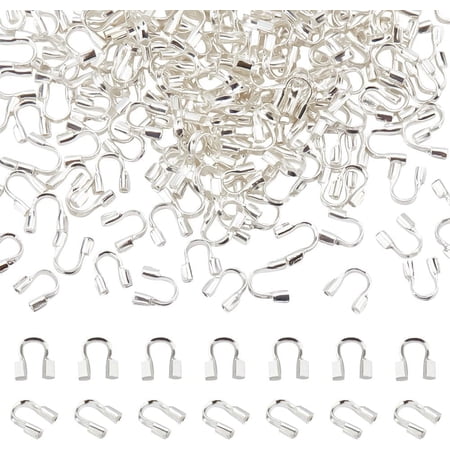 1Box 200pcs Wire Guardian and Protectors Silver Color Brass 0.5mm Hole Thread Protector U Shape Loop Guardian for Necklaces Bracelets Beading Jewelry Craft