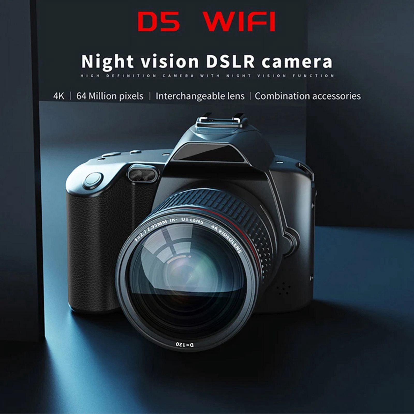 Digital Photography Camera 4K WIFI WebCam Video Recorder 64MP Camcorder Camera Zoom Blogging Camera with 32G Memory Card,Black