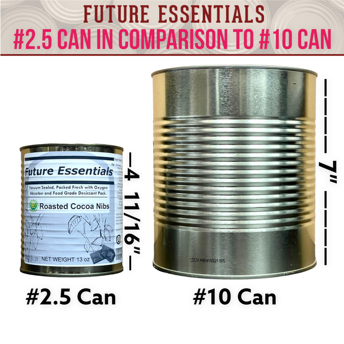 12 Cans Pack - Future Essentials Canned Roasted Cocoa Nibs Emergency Survival Emergency Food Supply, Freeze-Dried Survival-Food Disaster Kit, Camping Food, Shelf Life 10 Years #2.5 / 13oz/Can