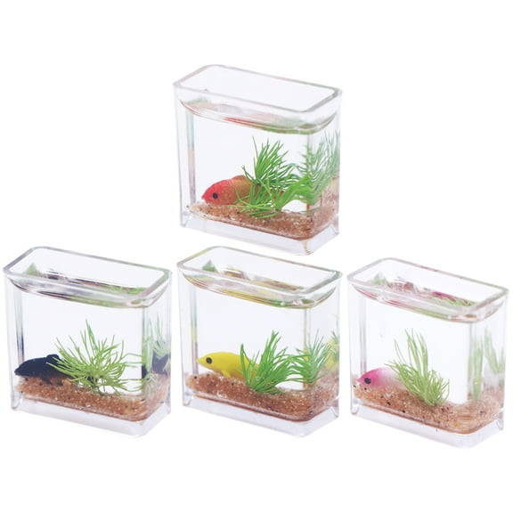 LULULION Mini Goldfish Tank Doll House Fish Tanks Realistic Shape Decorative 4Pcs