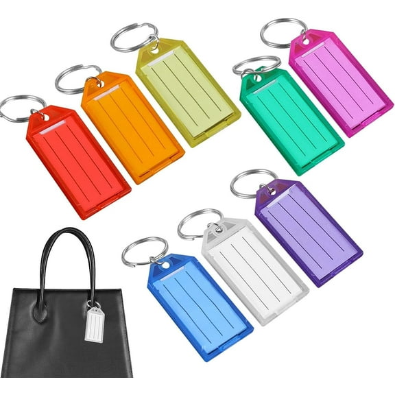 32pcs Key Tags with Labels, Key Fobs Waterproof Key Rings with Labels Name Tags, Memory Stick, Key Fobs with Extra Paper Labels for Keys, Pets, Luggage, ID, Name, Label- 8 Colours