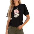 Cartoon Cat Anime Character Print Round Neck . Summer Cute Graphic