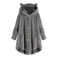 thumbnail image 2 of Fanxing Winter Jackets for Women Plus Size Fashion Oversized Warm Sherpa Jacket Casual Fuzzy Fleece Lined Coats Hoodies Long Sleeve Hooded Cardigan Outerwear with Pockets S-34XL, 2 of 5