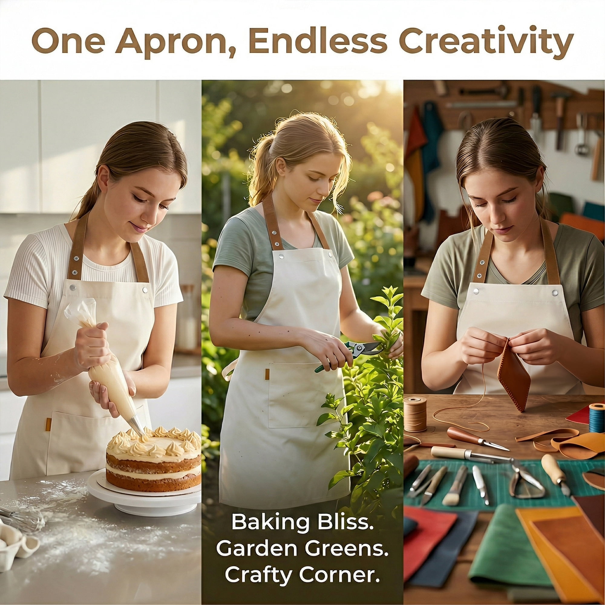 Unique Bargains Waterproof Long Waist Cooking Kitchen Apron with Pockets 26.4x29.1in Beige