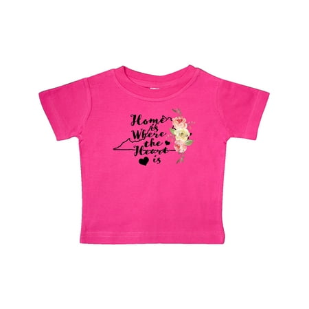 

Inktastic Virginia Home is Where The Heart is with Watercolor Floral Gift Baby Girl T-Shirt