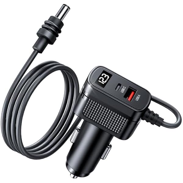HAYAN Starlink Mini Car Adapter, 12V-24V Car Charger with USB-C & USB-A Ports, 3-in-1 Power Cable, Waterproof 10FT Cord with LED Voltage Display, Starlink Mini Accessories